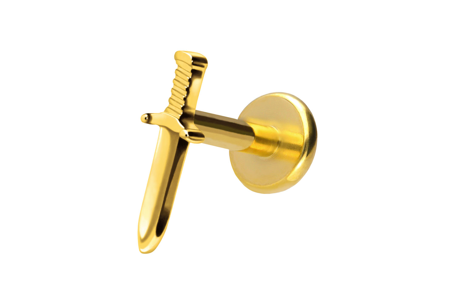 Titan Labret Piercing mit Push Fit SCHWERT